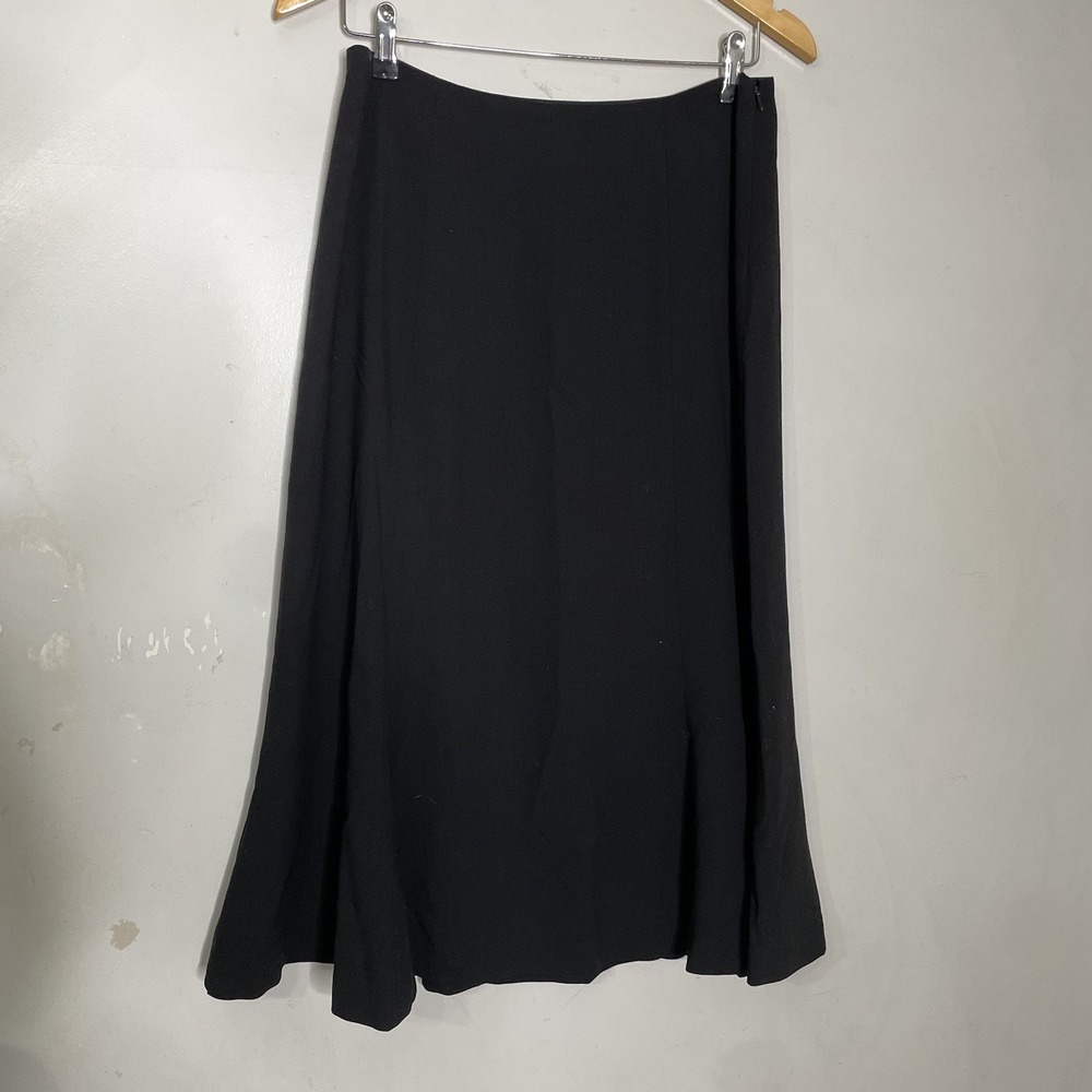 Vintage Lauren Ralph Lauren Black Wool Midi Flare Skirt Women's Size 6